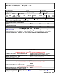 CDOT Form 463M &quot;Maintenance Project - Request Form&quot; - Colorado