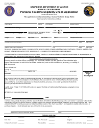 Form BOF116 Personal Firearms Eligibility Check Application - California