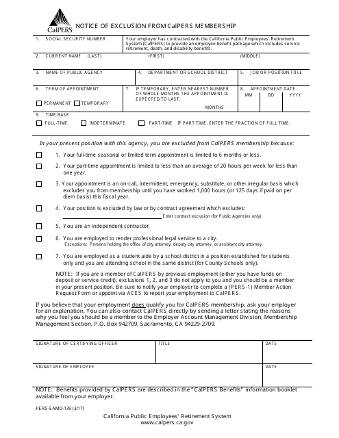 Form PERS-EAMD-139 - Fill Out, Sign Online and Download Printable PDF ...