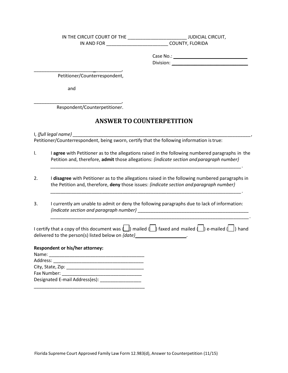 Answer to Counterpetition - Florida, Page 3