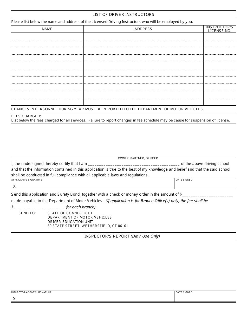 Form R-94 Application for Driving School License - Connecticut, Page 2