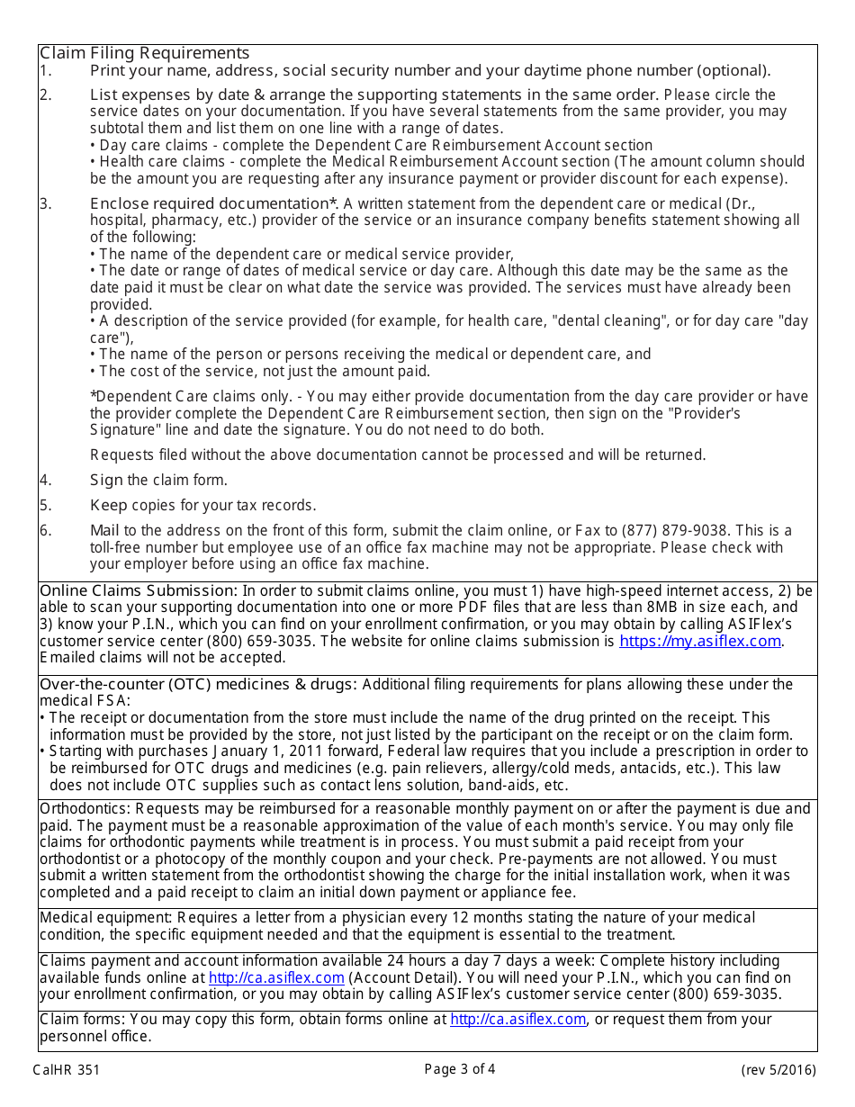 Form CALHR351 - Fill Out, Sign Online and Download Fillable PDF ...