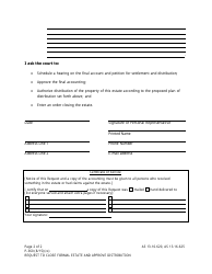 Form P-360 Request to Close Formal Estate and Approve Distribution - Alaska, Page 2