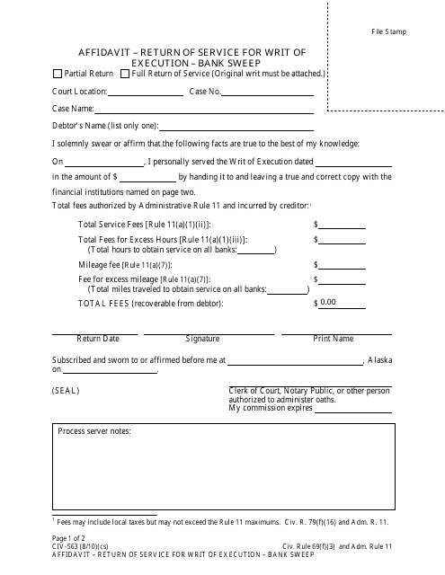 Form CIV-563  Printable Pdf