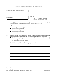 Document preview: Form MC-600 Application for 48-hour Emergency Commitment - Alaska