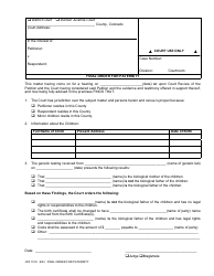 Document preview: Form JDF1516 Final Order for Paternity - Colorado