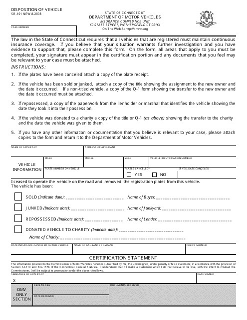 Form SR-101  Printable Pdf