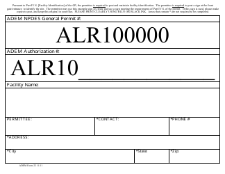 ADEM Form 22 &quot;Npdes General Permit Alr100000&quot; - Alabama