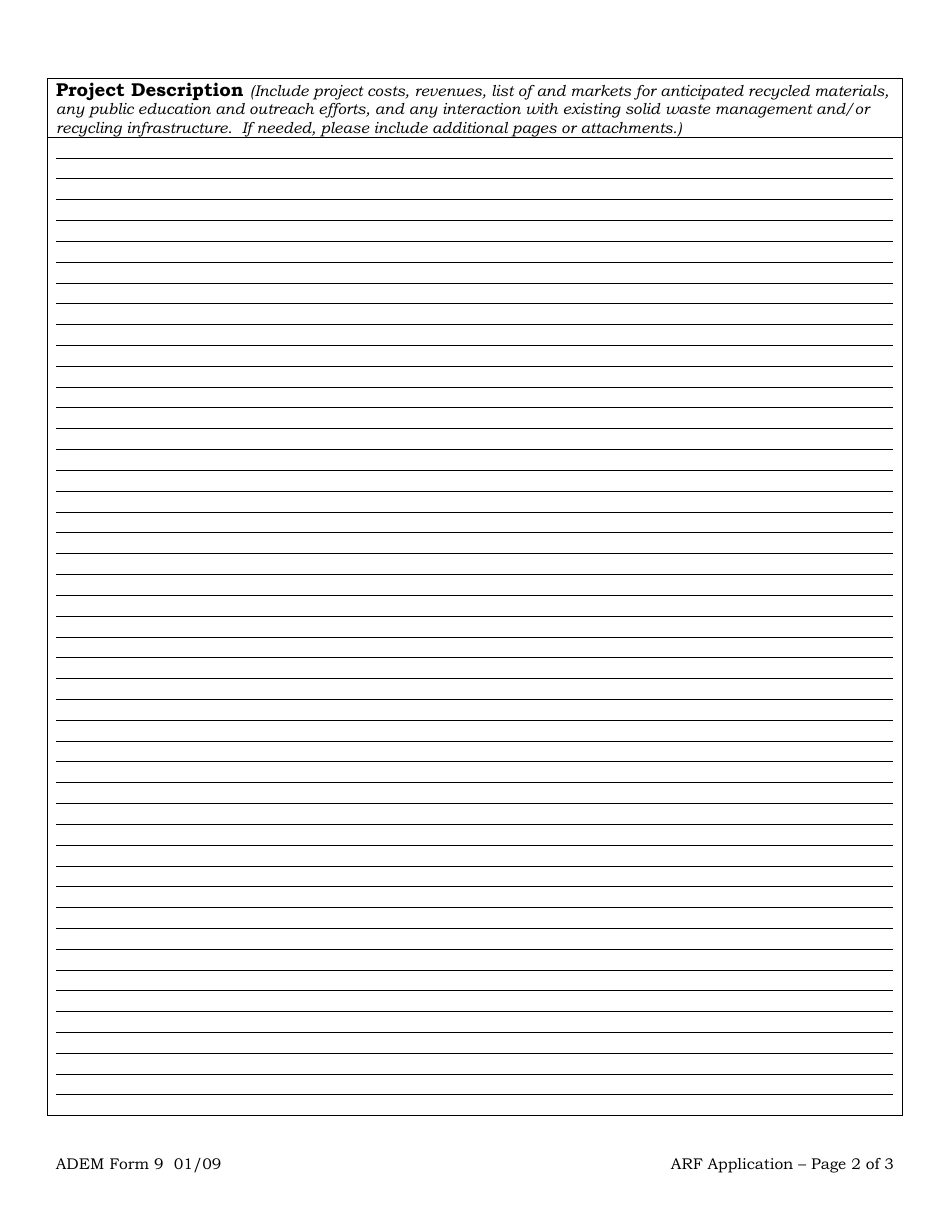 ADEM Form 9 Alabama Recycling Fund Grant Application - Alabama, Page 2