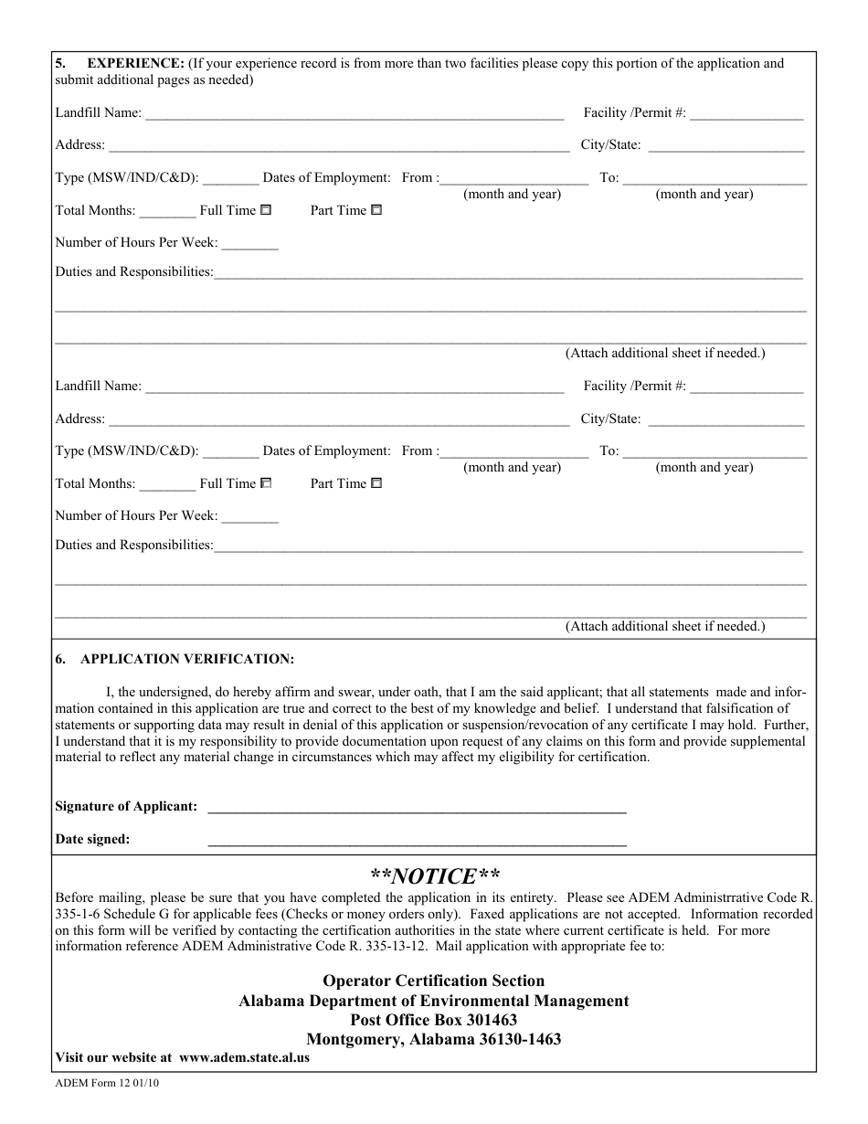 ADEM Form 12 - Fill Out, Sign Online and Download Fillable PDF, Alabama ...