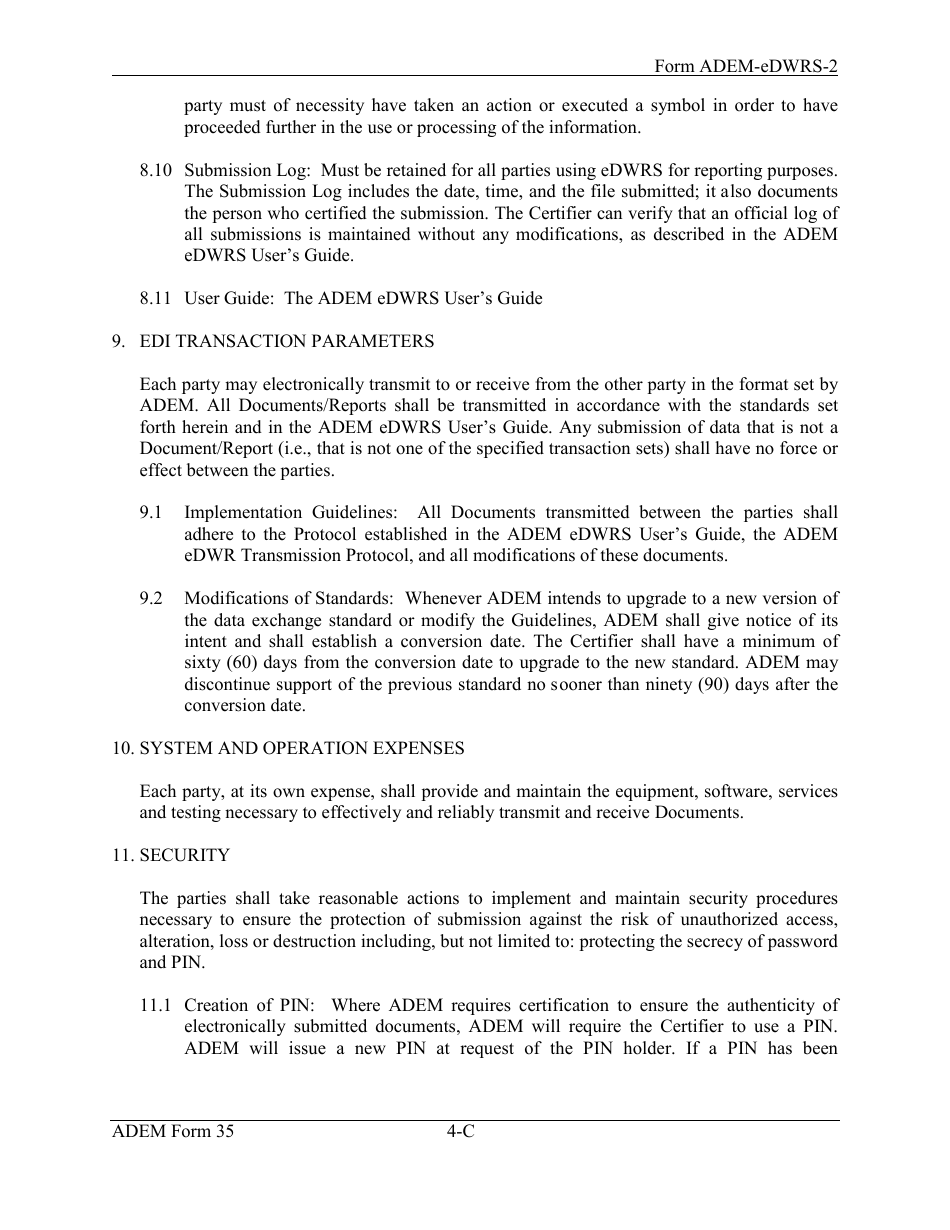 ADEM Form 35 (ADEM-eDWRS-2) Terms and Conditions Agreement - Alabama, Page 4