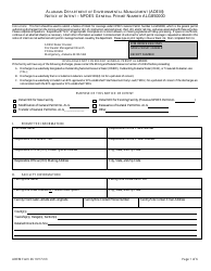 Document preview: ADEM Form 26 Notice of Intent - Npdes General Permit Number Alg850000 - Alabama
