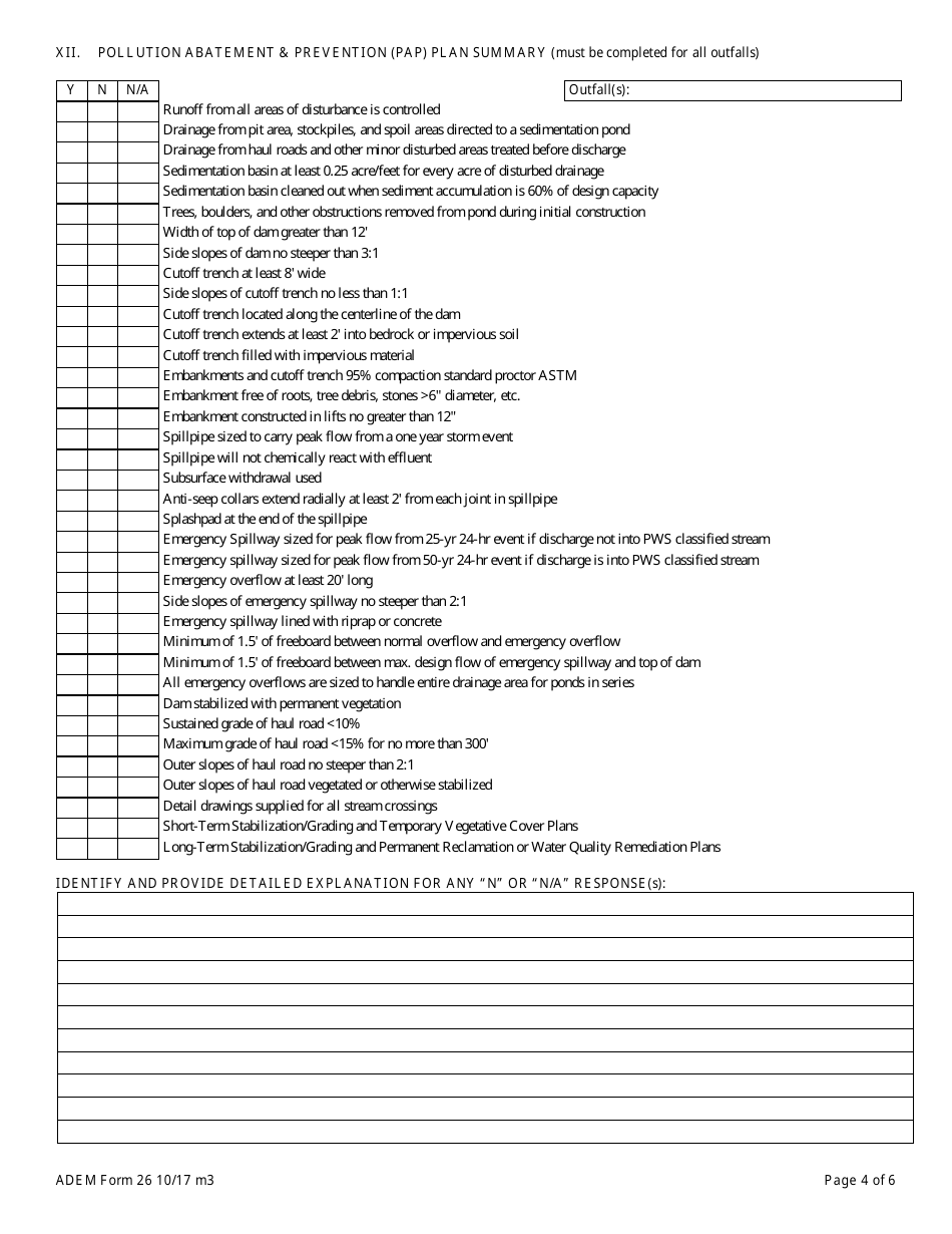 ADEM Form 26 Notice of Intent - Npdes General Permit Number Alg850000 - Alabama, Page 4