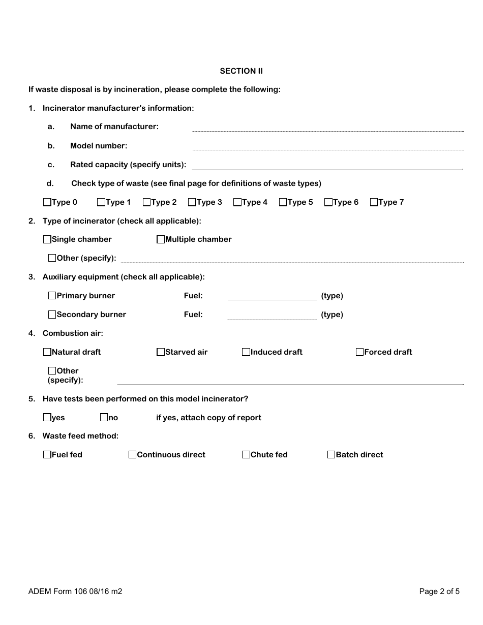 ADEM Form 106 Permit Application for Waste Disposal - Alabama, Page 3