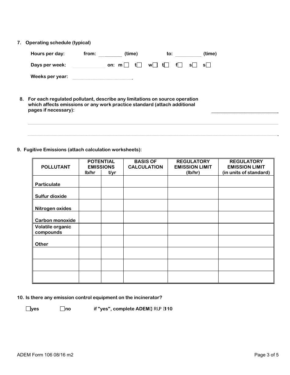 ADEM Form 106 Permit Application for Waste Disposal - Alabama, Page 4