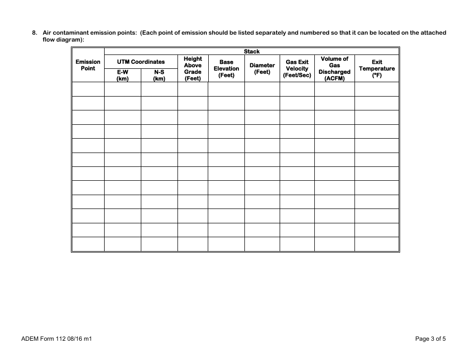 ADEM Form 112 Permit Application for Solvent Metal Cleaning - Alabama, Page 5