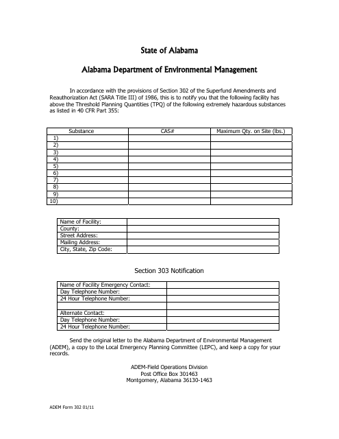 ADEM Form 302  Printable Pdf