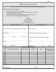 Document preview: ADEM Form 310 Notice of Temporary Closure - Alabama