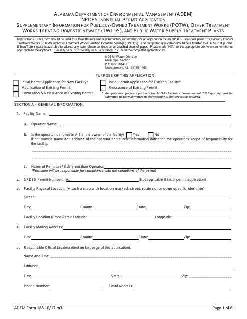 ADEM Form 188  Printable Pdf