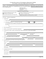 ADEM Form 186 State Indirect Discharge (Sid) Permit Application - Alabama