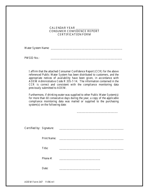 ADEM Form 347  Printable Pdf
