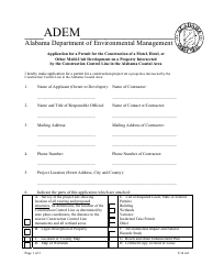 Document preview: ADEM Form 327 Application for a Permit for the Construction of a Motel, Hotel, or Other Multi-Unit Development on a Property Intersected by the Construction Control Line in the Alabama Coastal Area - Alabama