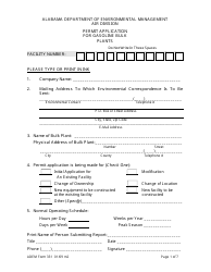 Document preview: ADEM Form 331 Permit Application for Gasoline Bulk Plants - Alabama
