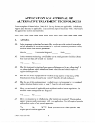Document preview: ADEM Form 323 Application for Approval of Alternative Treatment Technologies - Alabama