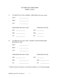 ADEM Form 372 Emissions Statements Reporting Form - Alabama, Page 4
