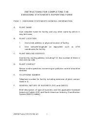 ADEM Form 372 Emissions Statements Reporting Form - Alabama, Page 7