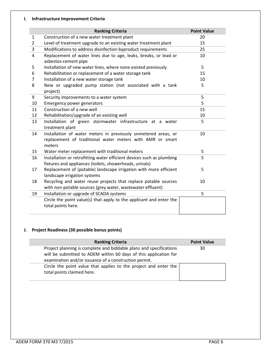 ADEM Form 370 Drinking Water State Revolving Fund Preapplication - Alabama, Page 6