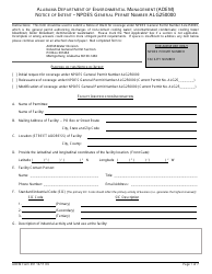 ADEM Form 391 &quot;Notice of Intent - Npdes General Permit Number Alg250000&quot; - Alabama