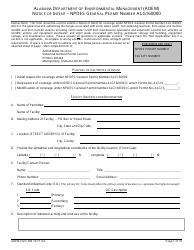 Document preview: ADEM Form 384 Notice of Intent - Npdes General Permit Number Alg160000 - Alabama