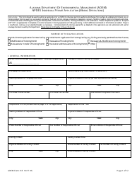 Document preview: ADEM Form 315 Npdes Individual Permit Application (Mining Operations) - Alabama