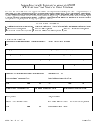 ADEM Form 315 Npdes Individual Permit Application (Mining Operations) - Alabama