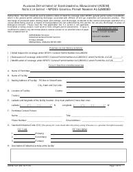 Document preview: ADEM Form 392 Notice of Intent - Npdes General Permit Number Alg280000 - Alabama
