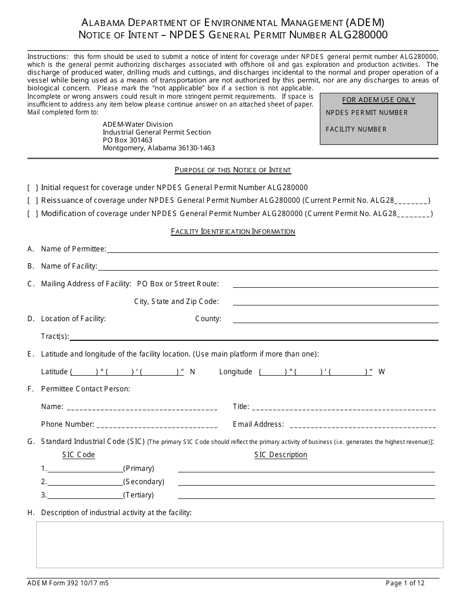 ADEM Form 392 - Fill Out, Sign Online and Download Printable PDF ...