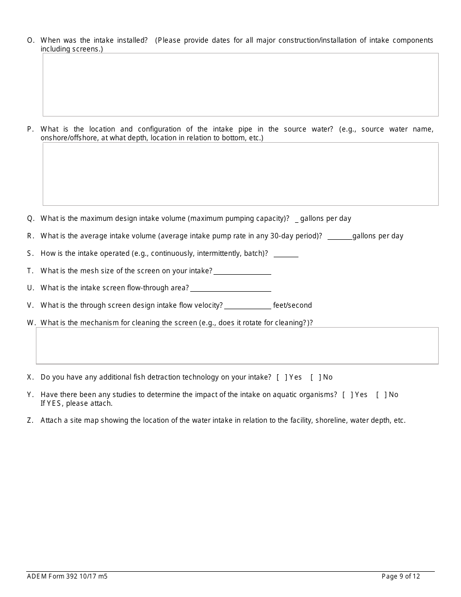 ADEM Form 392 Notice of Intent - Npdes General Permit Number Alg280000 - Alabama, Page 9