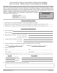 ADEM Form 385 &quot;Notice of Intent - Npdes General Permit Number Alg170000&quot; - Alabama