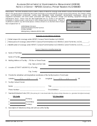 ADEM Form 386 Notice of Intent - Npdes General Permit Number Alg180000 - Alabama