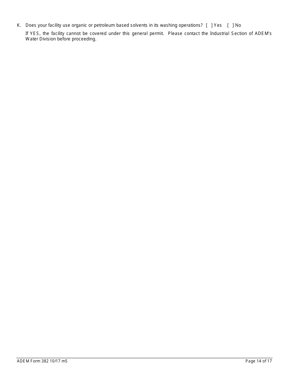 ADEM Form 382 Notice of Intent - Npdes General Permit Number Alg140000 - Alabama, Page 14