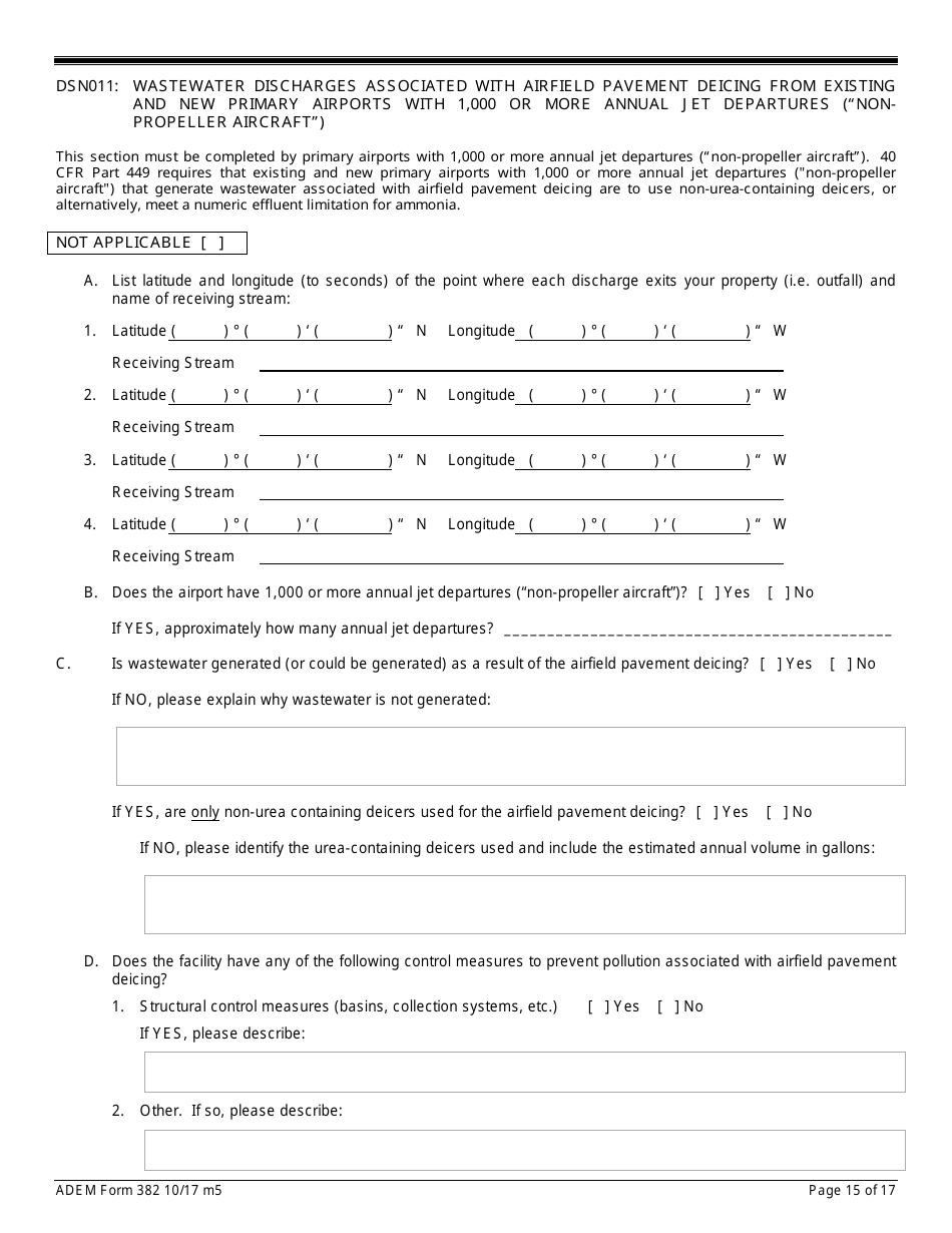 ADEM Form 382 Notice of Intent - Npdes General Permit Number Alg140000 - Alabama, Page 15