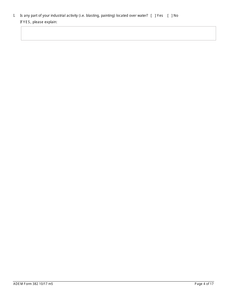 ADEM Form 382 Notice of Intent - Npdes General Permit Number Alg140000 - Alabama, Page 4