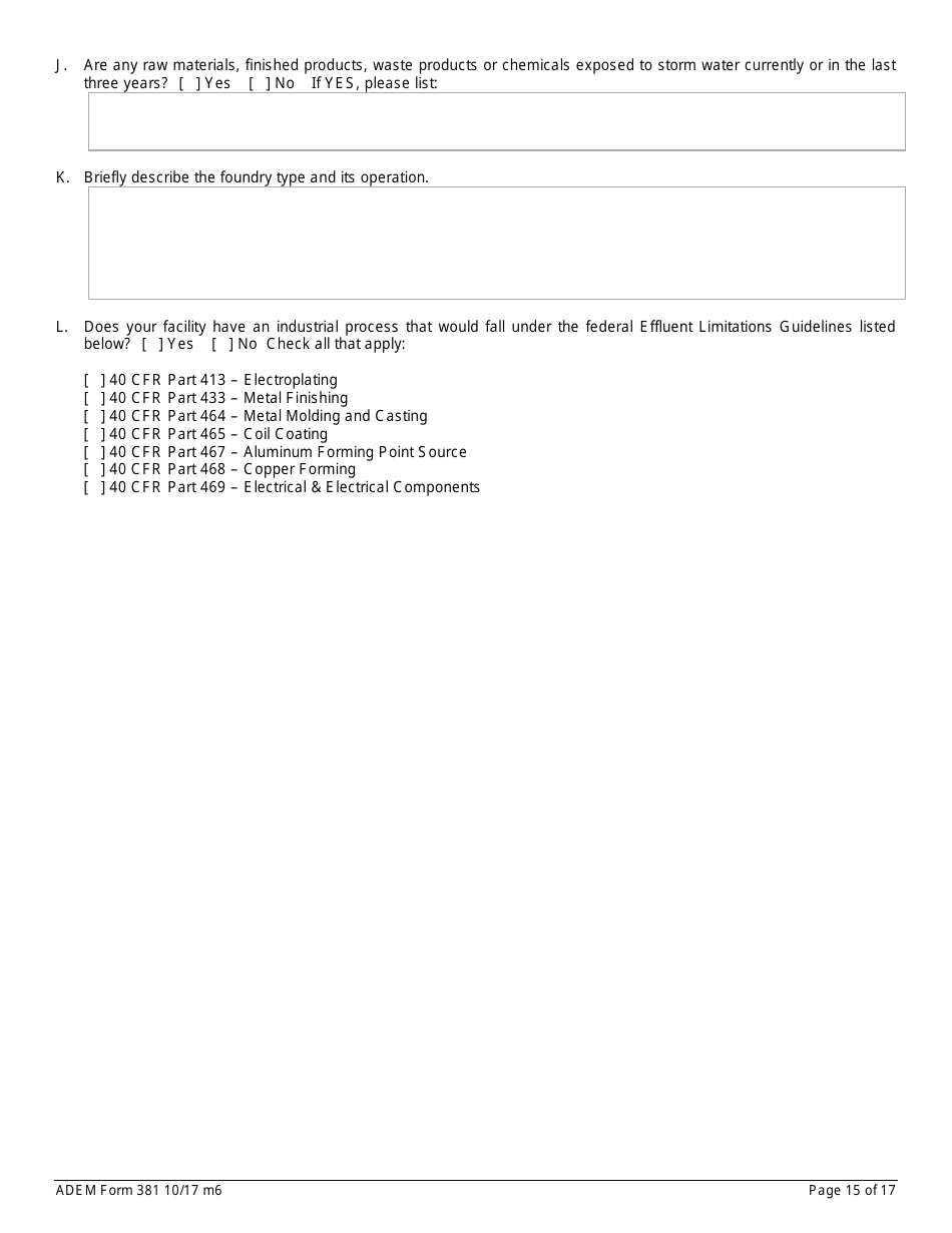 ADEM Form 381 Notice of Intent - Npdes General Permit Number Alg120000 - Alabama, Page 15