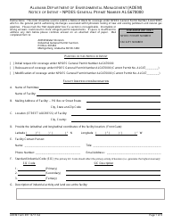 ADEM Form 397 Notice of Intent - Npdes General Permit Number Alg670000 - Alabama