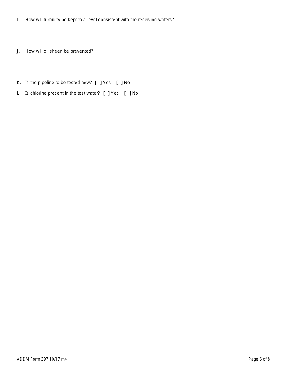 ADEM Form 397 Notice of Intent - Npdes General Permit Number Alg670000 - Alabama, Page 6