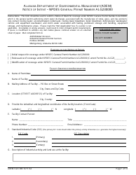 ADEM Form 389 Notice of Intent - Npdes General Permit Number Alg230000 - Alabama
