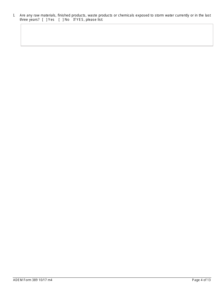 ADEM Form 389 Notice of Intent - Npdes General Permit Number Alg230000 - Alabama, Page 4