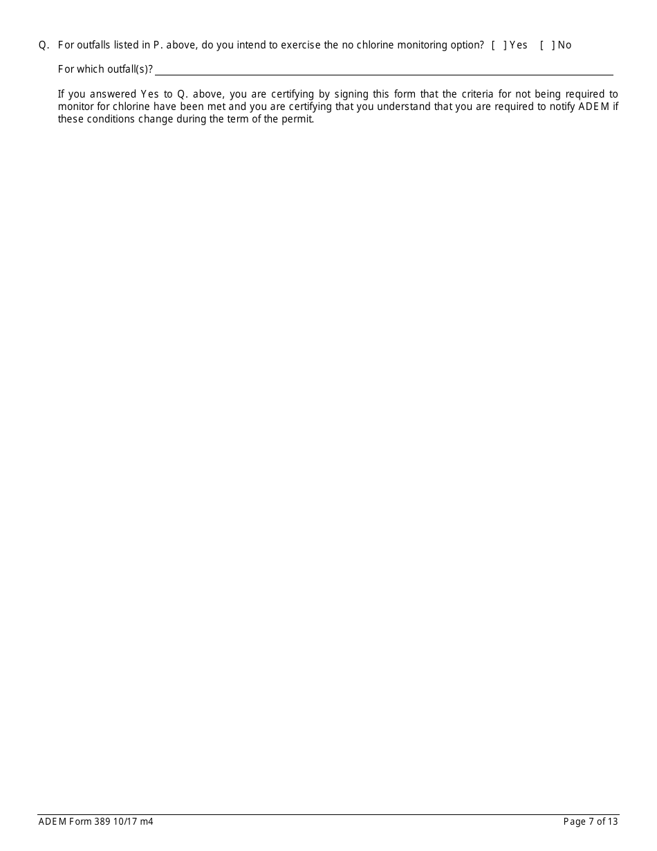 ADEM Form 389 Notice of Intent - Npdes General Permit Number Alg230000 - Alabama, Page 7