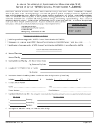 Document preview: ADEM Form 394 Notice of Intent - Npdes General Permit Number Alg340000 - Alabama